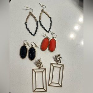 Gold and Black Geometric Earrings Set